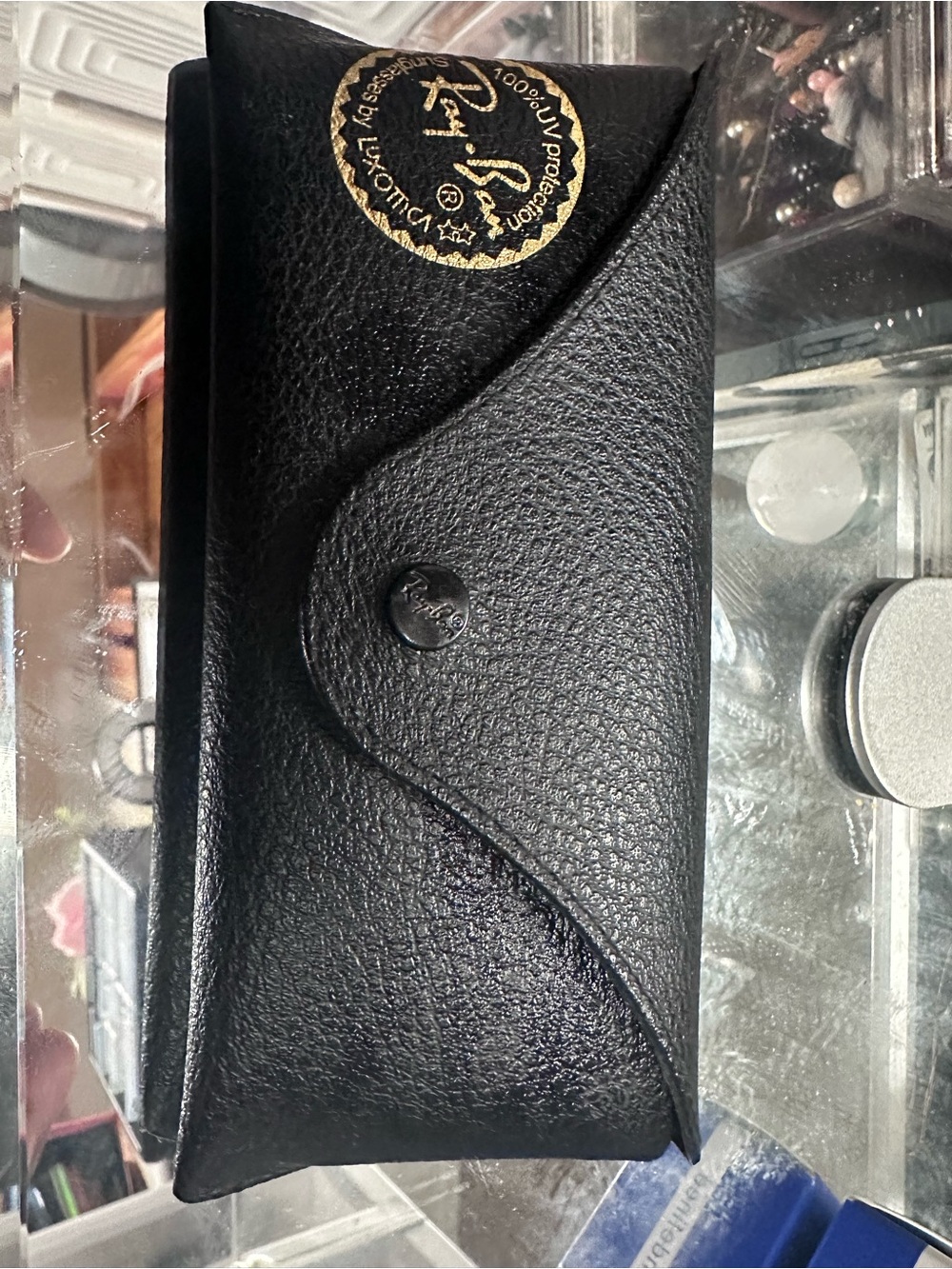 Ray-Ban Black Sunglass Case with Gold Logo